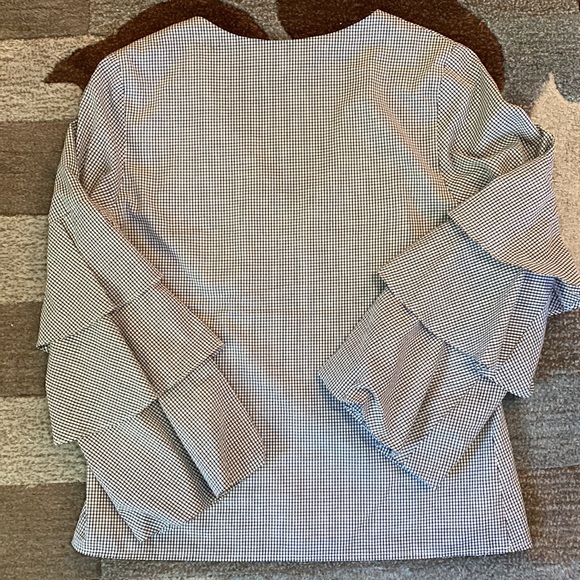 WAYF Micha Ruffle Sleeve Windowpane Top - Picture 7 of 11